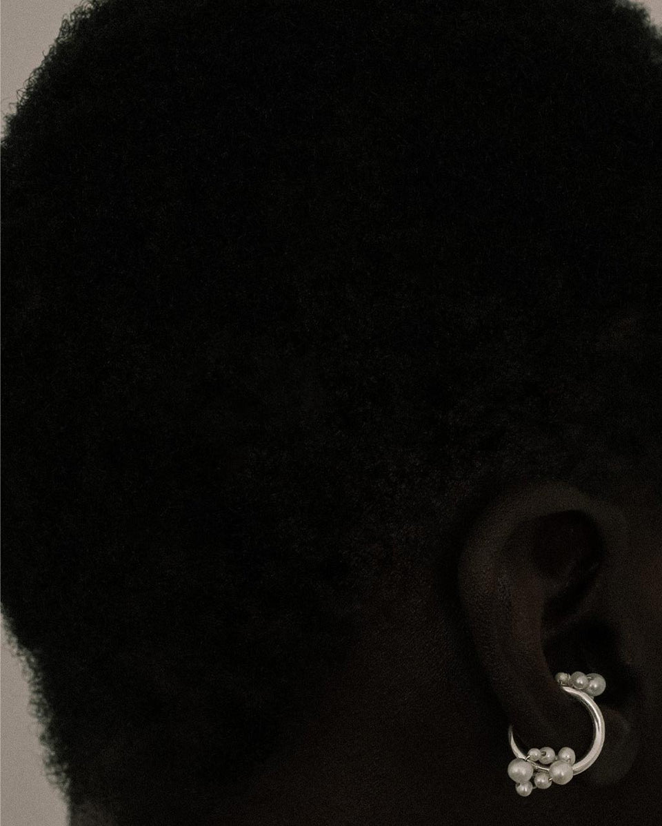 Surfacing - Pearl and Recycled Silver Ear Cuff