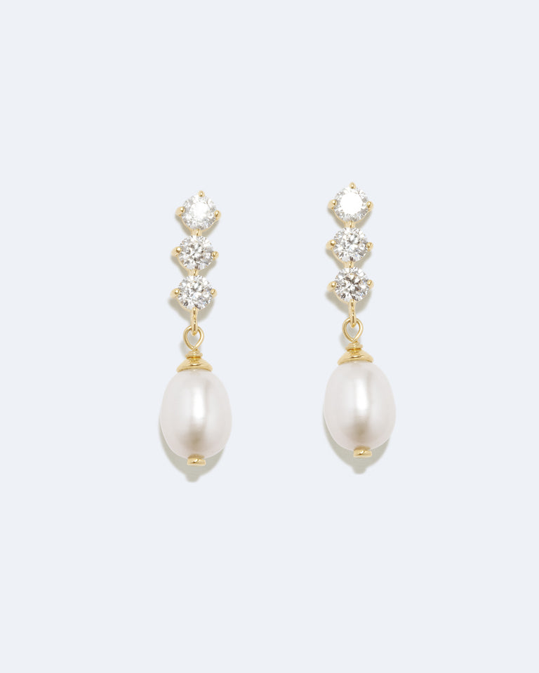 Voyage - Pearl and Zirconia Recycled Gold Vermeil Earrings