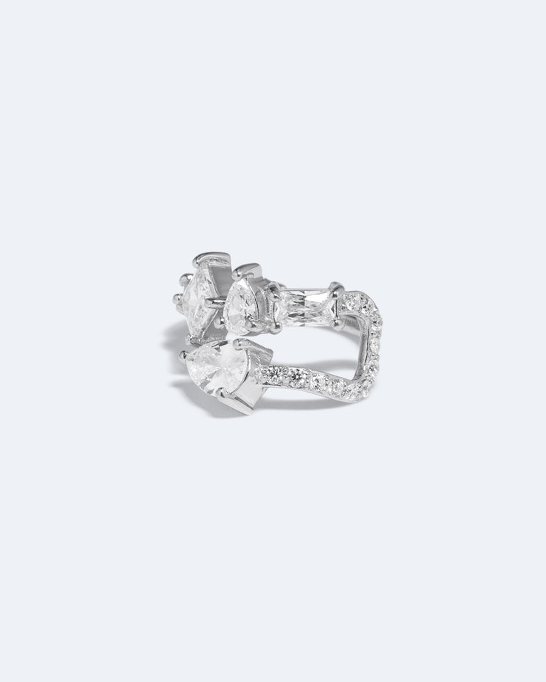Dropping Light - Zirconia and Recycled Silver Ear Cuff
