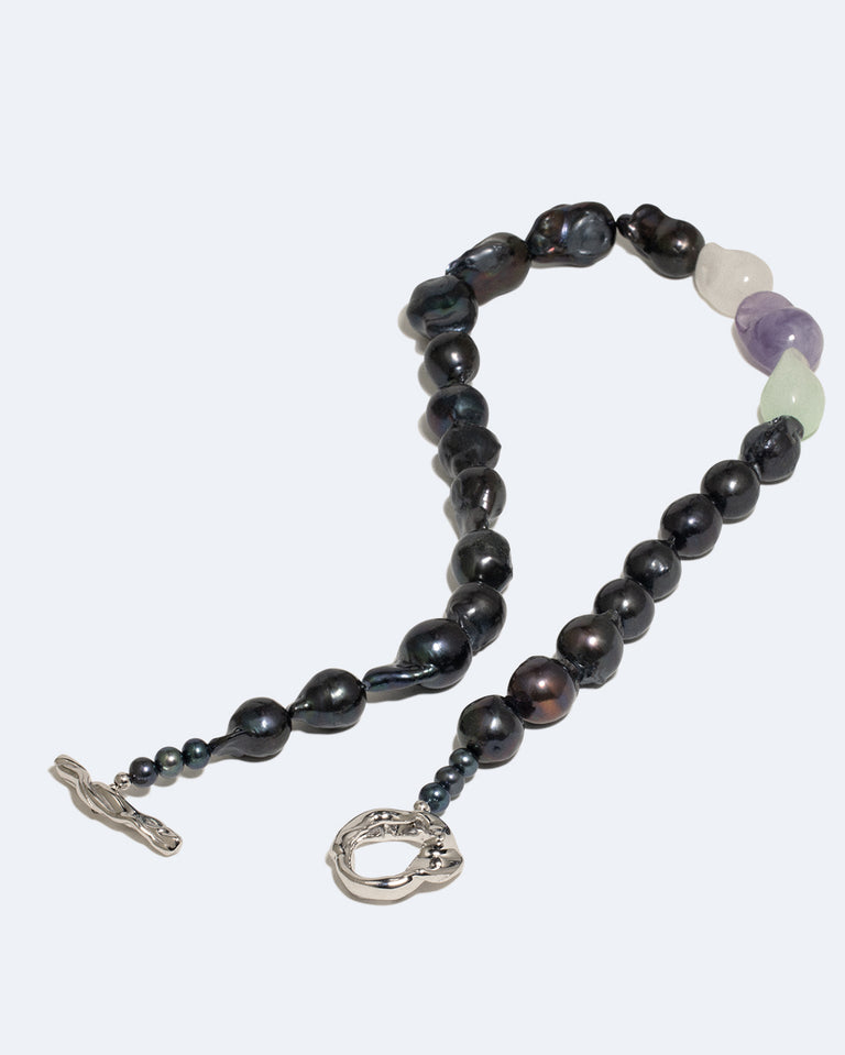 Foraging II - Pearl and Bio Resin Platinum Plated Necklace