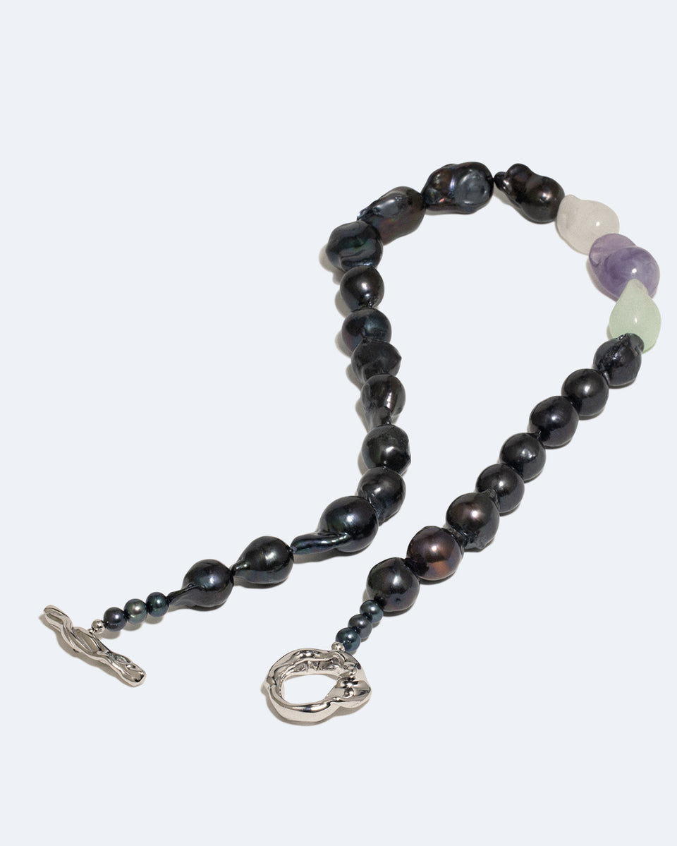 Foraging II - Pearl and Bio Resin Platinum Plated Necklace