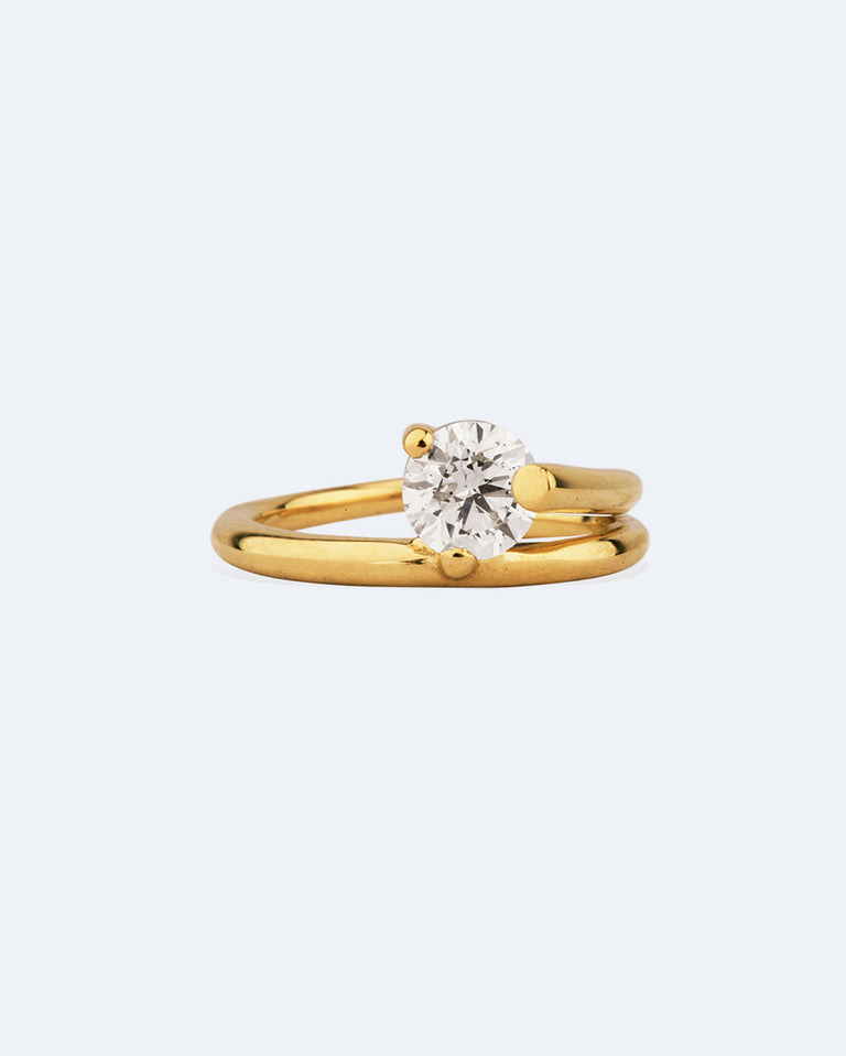 The Subverted Flower - 18 Carat White Gold Round Diamond Solitaire Engagement Ring