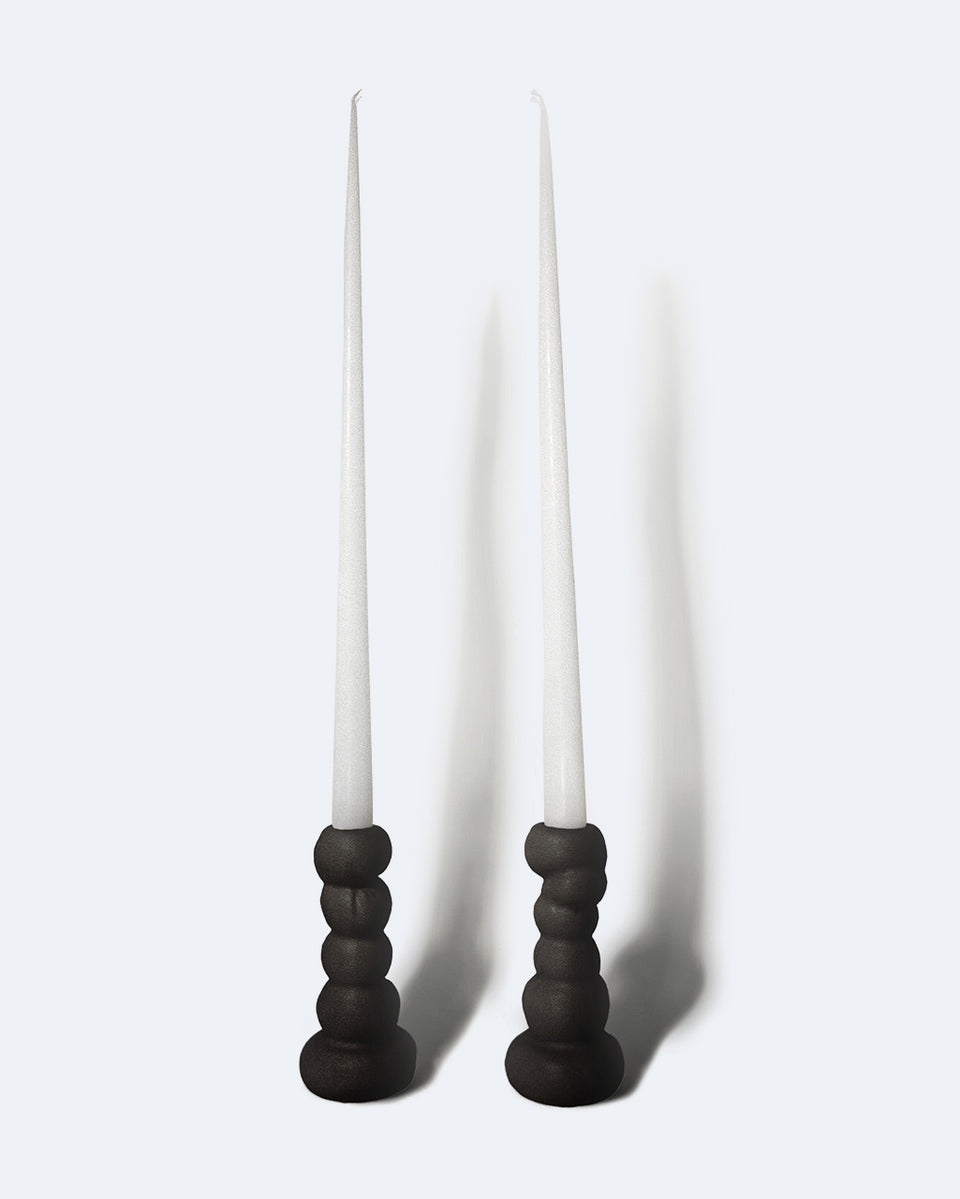 Misfits - Set of 2 Candlesticks in Matte Black