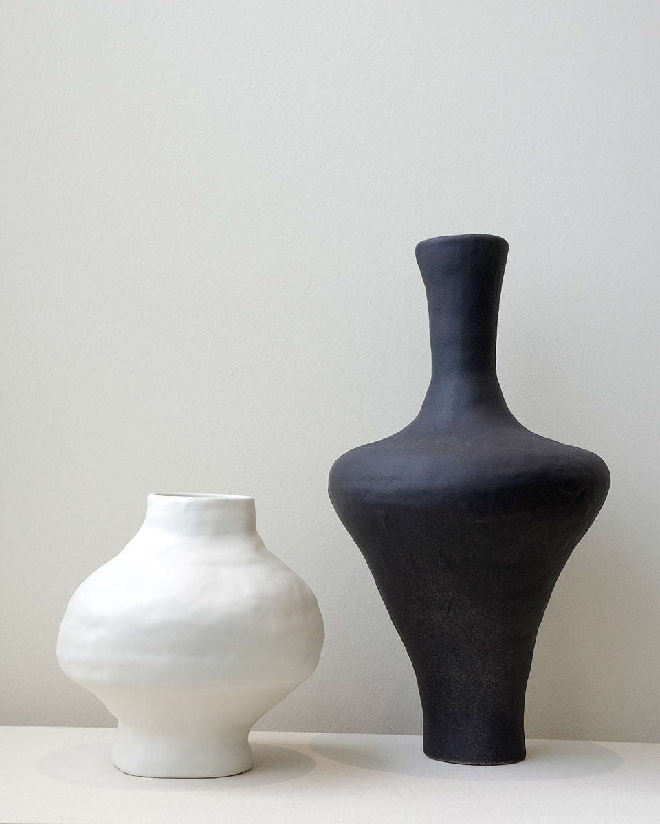 The Alphabet of a Forgotten Tongue - Medium Vessel in Matte White