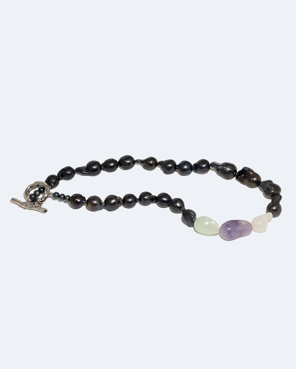Foraging II - Pearl and Bio Resin Platinum Plated Necklace