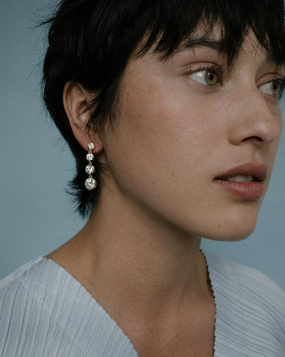 The Light of the Past II - Pearl and Zirconia Recycled Gold Vermeil Earrings
