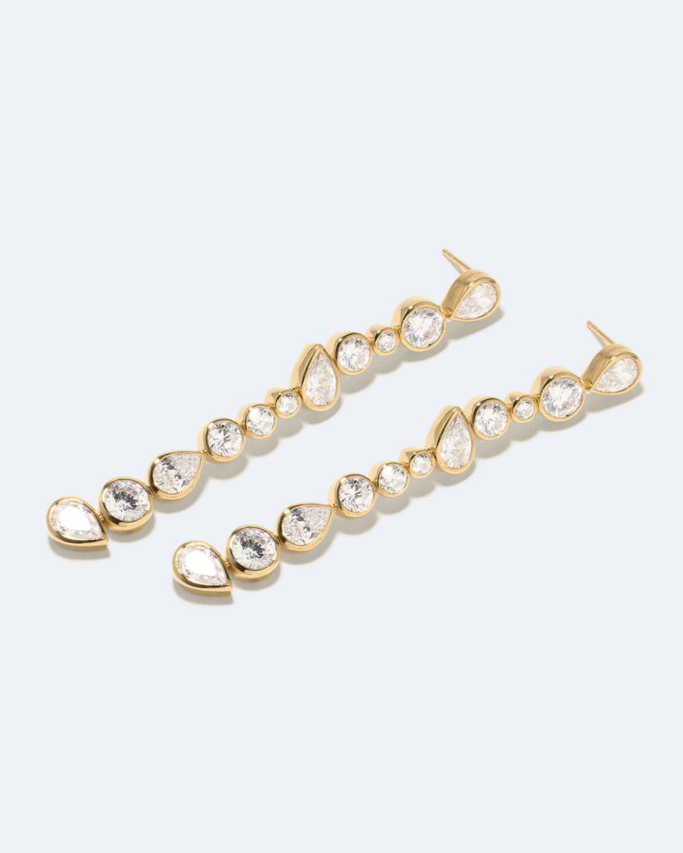 Glitch - Zirconia and Recycled Gold Vermeil Earrings