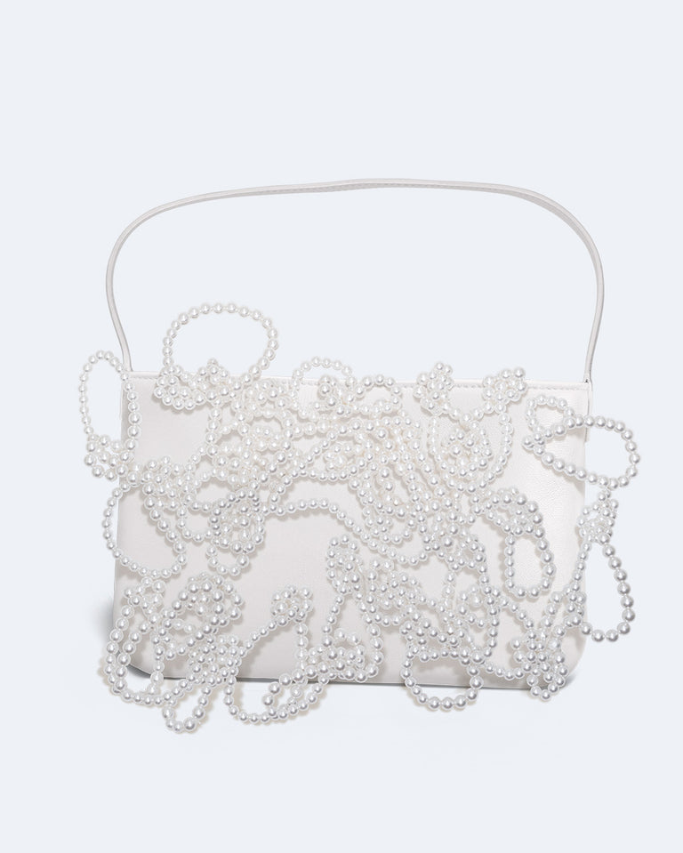 The Pearly Pearl - Pearl and White Recycled Leather Handbag
