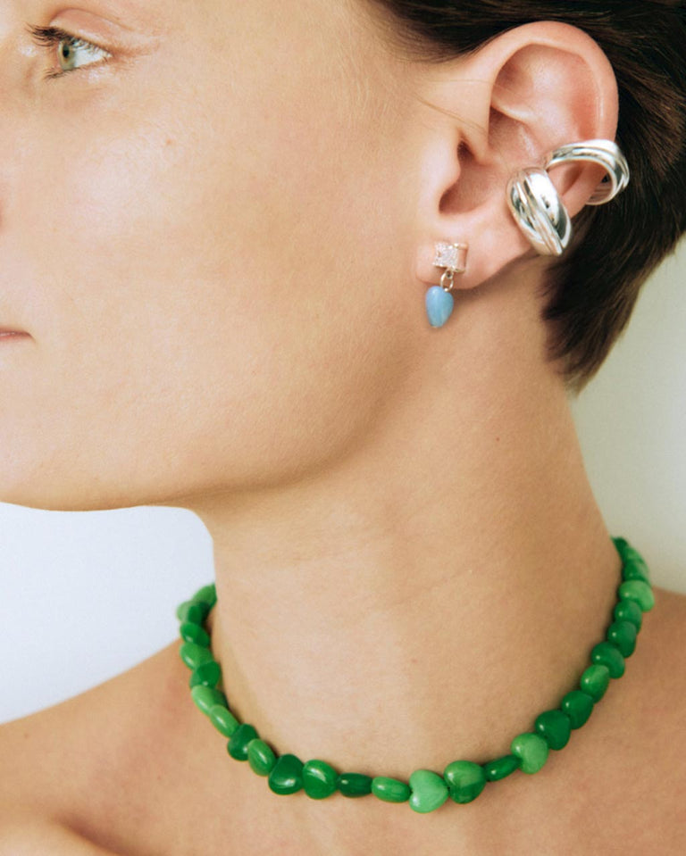 The Heart's Window - Green Heart Bead and Recycled Gold Vermeil Necklace