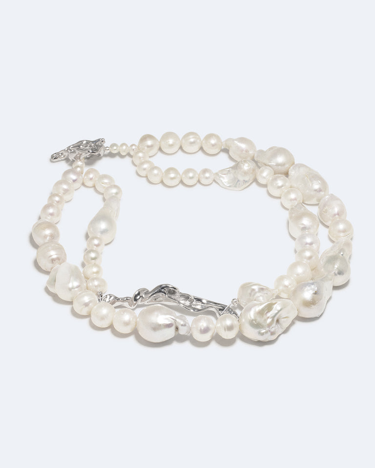 Foraging - Pearl and Recycled Silver Necklace