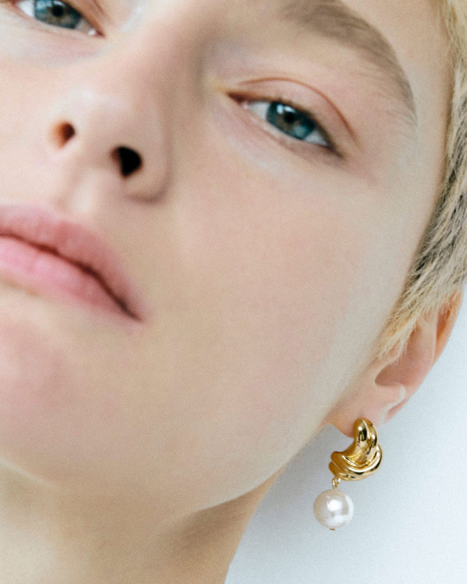 Something Borrowed From the Sea - Pearl and Recycled Gold Vermeil Earrings