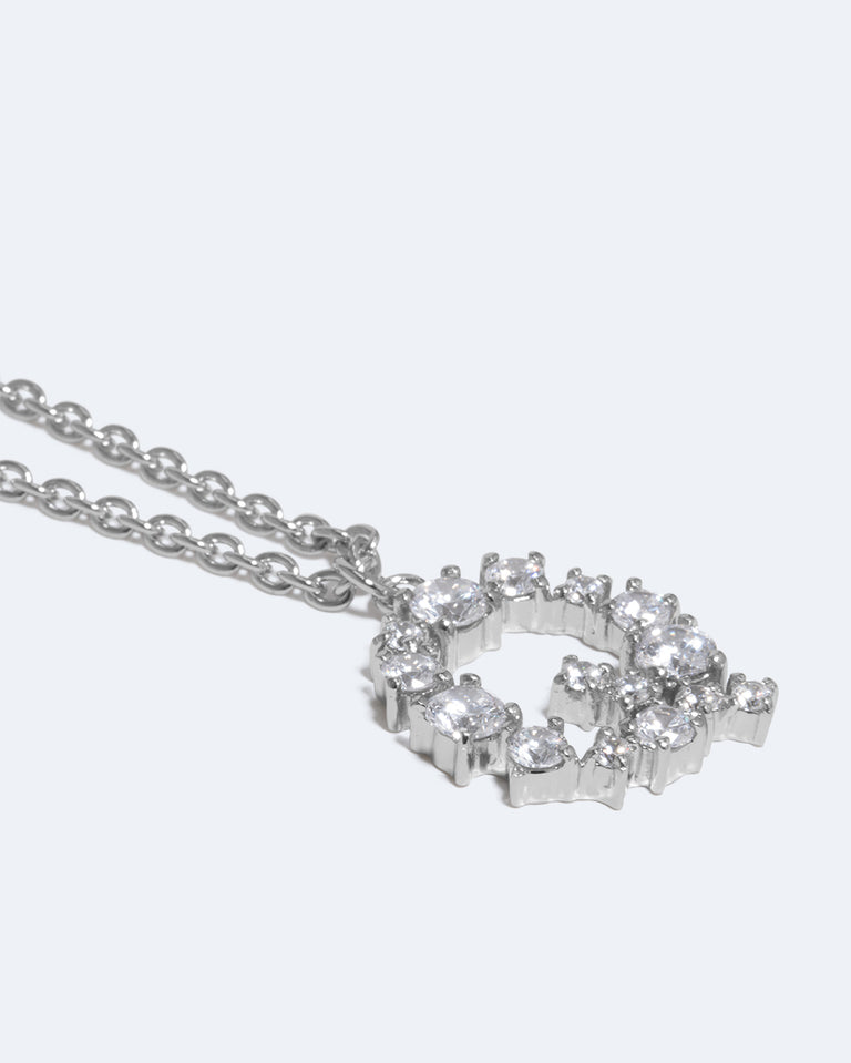 Glitchy Q - Cubic Zirconia and Rhodium Plated Pendant