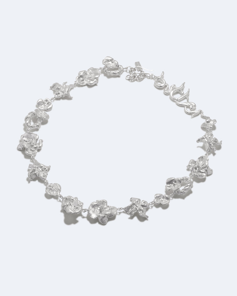 Time Passes Into Tributaries - Silver Plated Necklace