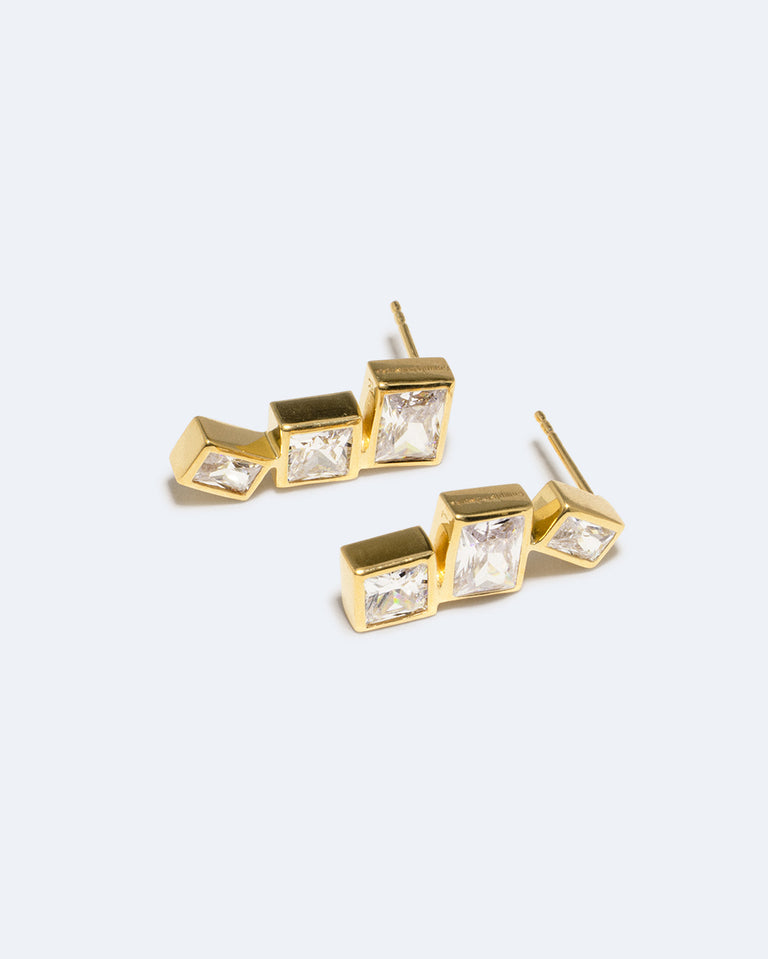 How to Get a Low Score at Tetris - Zirconia and Recycled Gold Vermeil Earrings