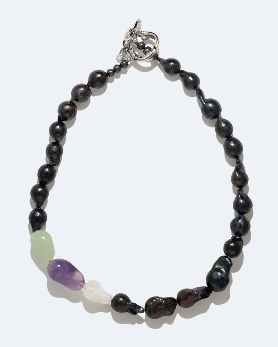 Foraging II - Pearl and Bio Resin Platinum Plated Necklace