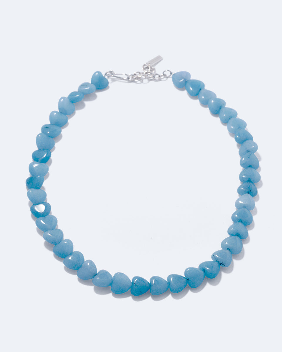 The Heart's Window - Blue Heart Bead and Recycled Silver Necklace