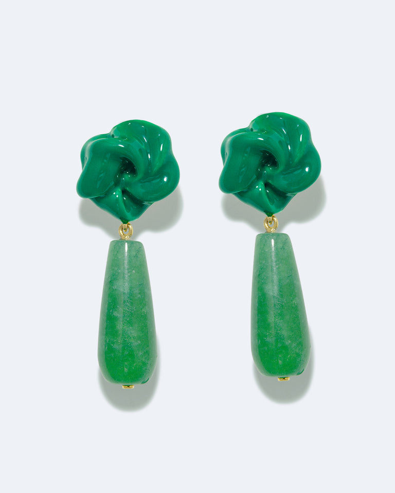 The Depths of Time - Chalcedony and Enamel Recycled Gold Vermeil Earrings