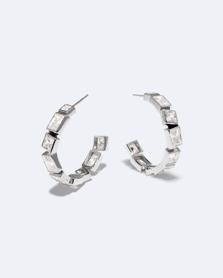 Spiky Personality - Zirconia and Recycled Silver Earrings