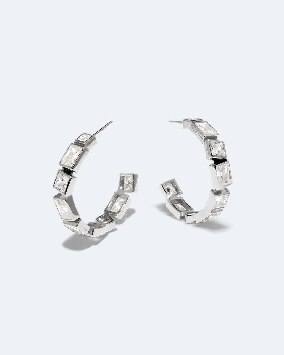 Spiky Personality - Zirconia and Recycled Silver Earrings