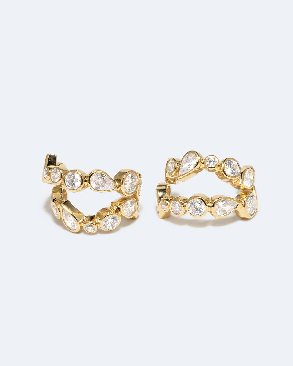 Like Peas in a Pod IV - Cubic Zirconia and Gold Vermeil Earrings
