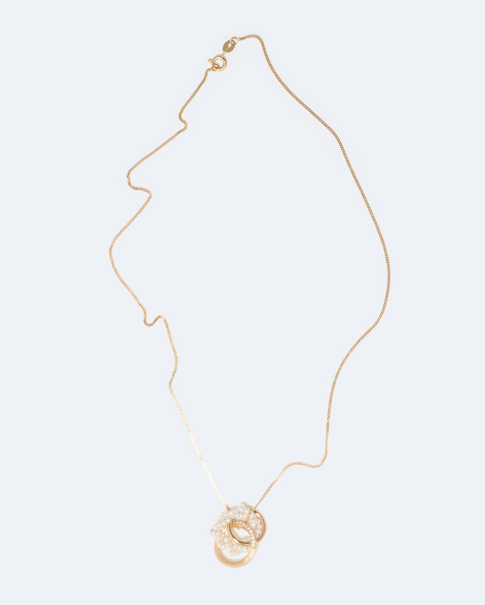 The Echoes of a Time of Solitude - Pearl and White Topaz Recycled Gold Vermeil Pendant