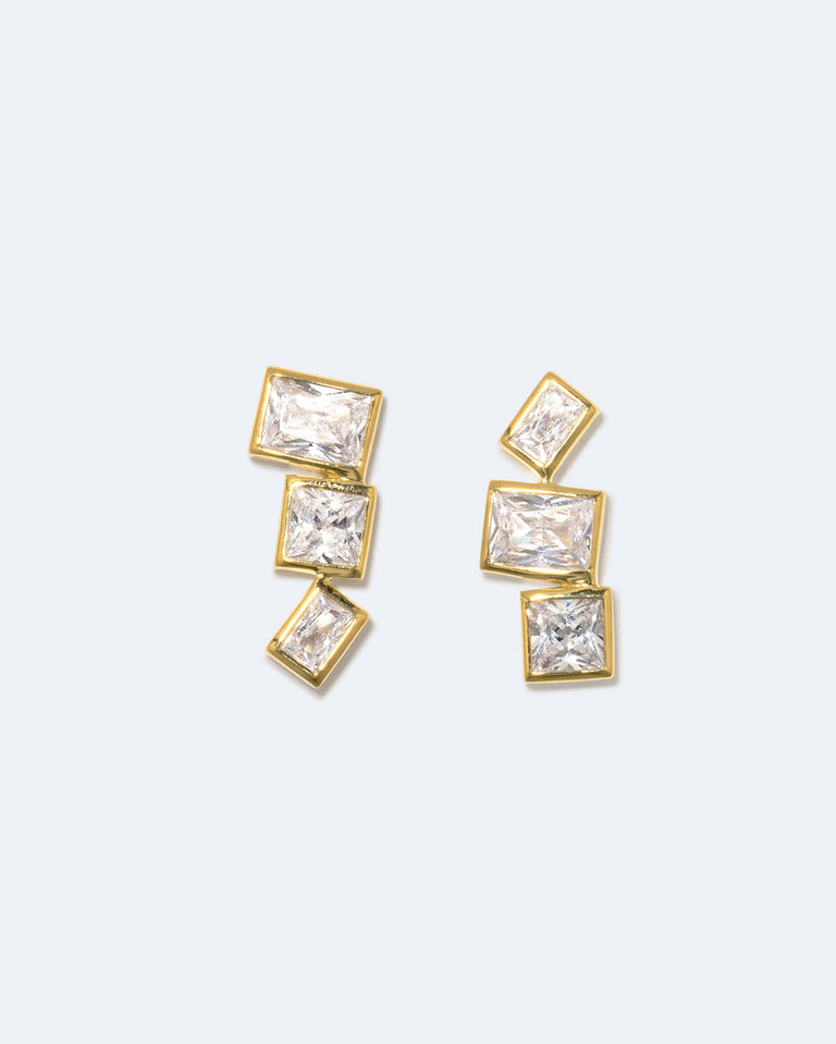 How to Get a Low Score at Tetris - Zirconia and Recycled Gold Vermeil Earrings