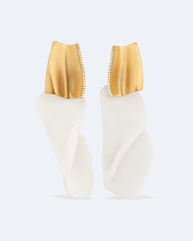 Angry Intellectuals - Ceramic and White Topaz Recycled Gold Vermeil Earrings