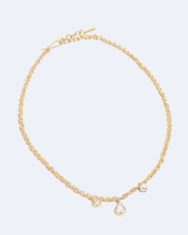 Catch Of The Day - Pearl and Zirconia Recycled Gold Vermeil Necklace