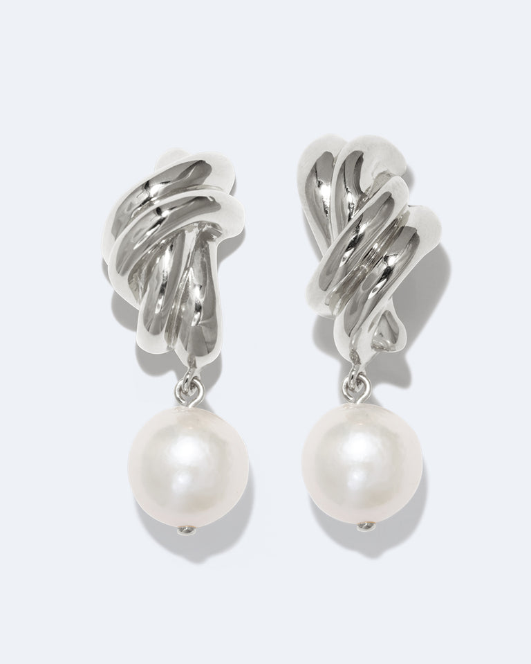 Something Borrowed From the Sea - Pearl and Recycled Silver Earrings