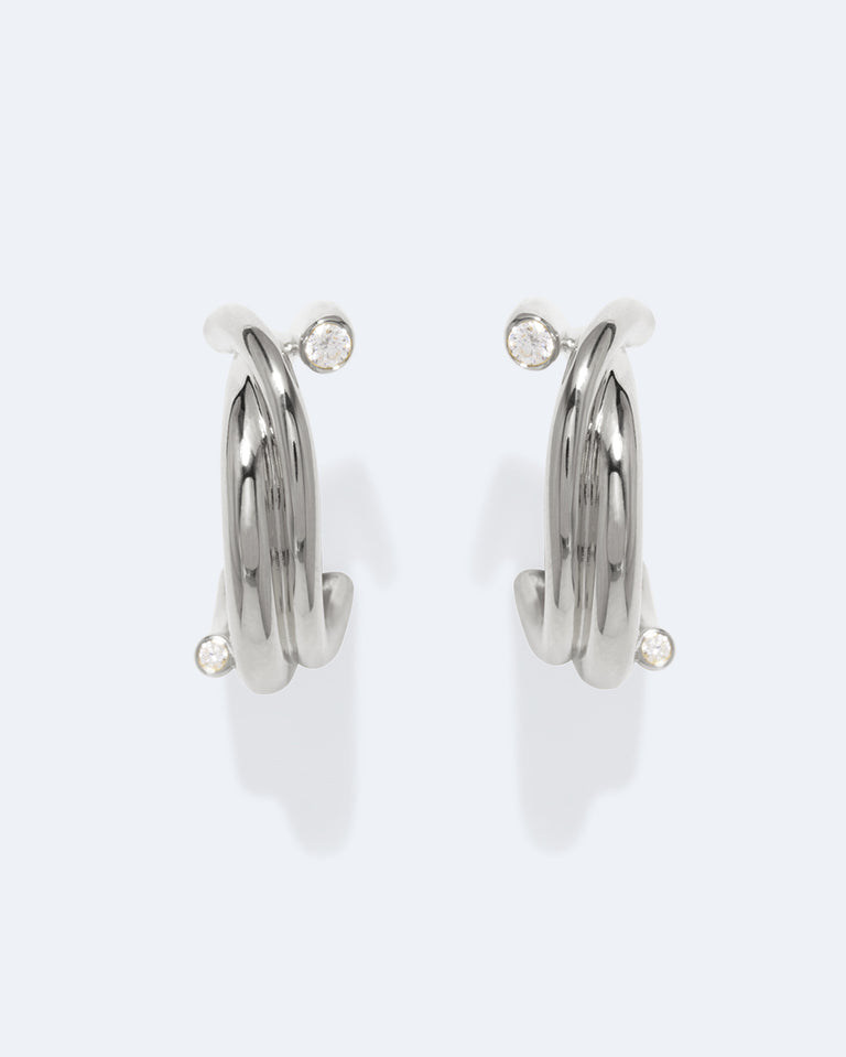 What Time Left Behind - Zirconia and Recycled Silver Earrings