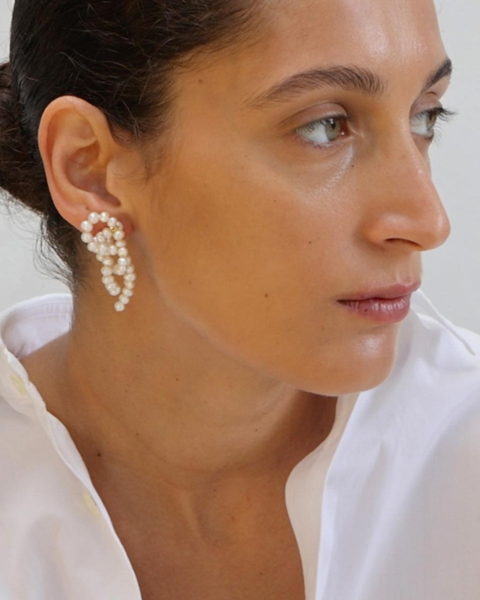 The Break Between The Clouds - Pearl and Recycled Gold Vermeil Earrings