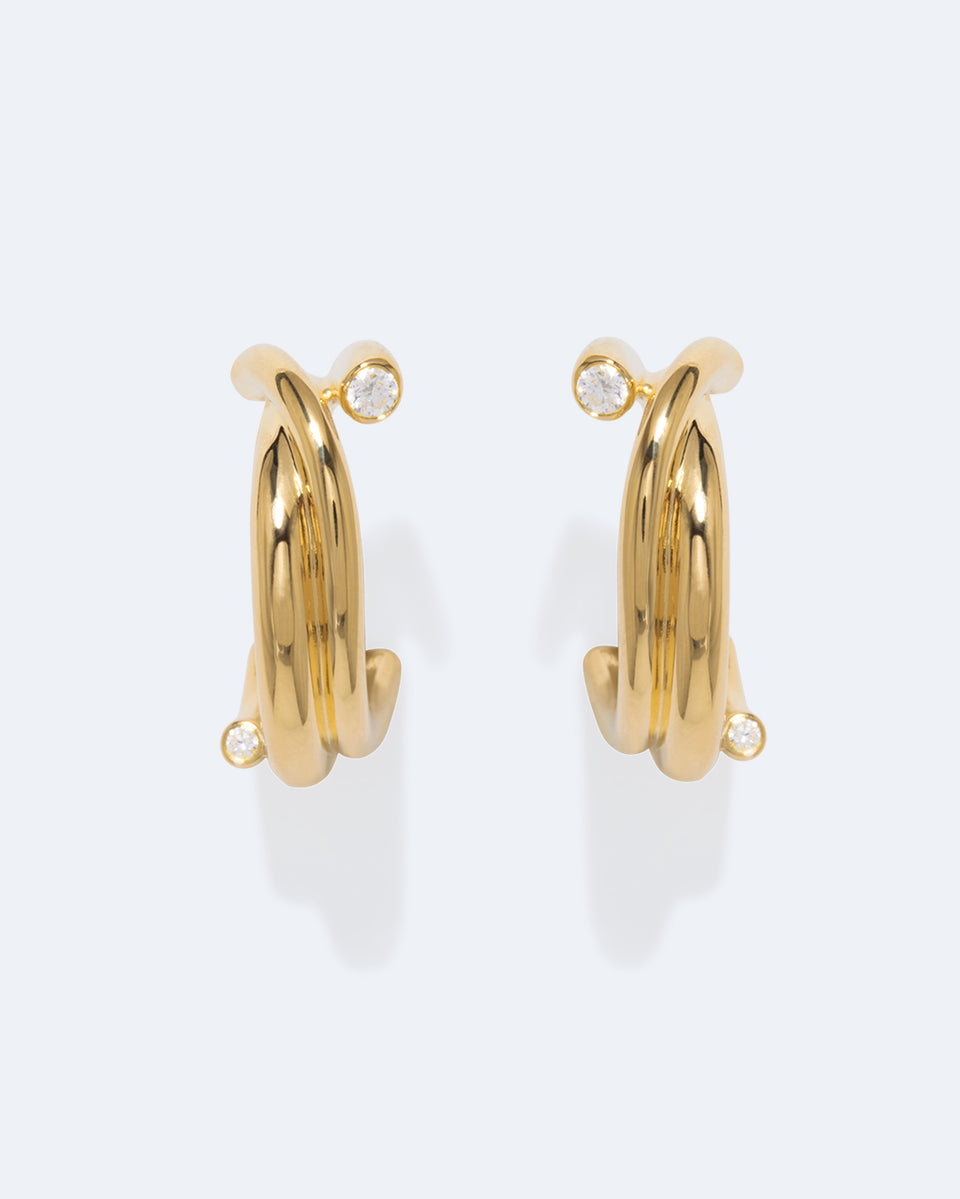 What Time Left Behind - Zirconia and Recycled Gold Vermeil Earrings