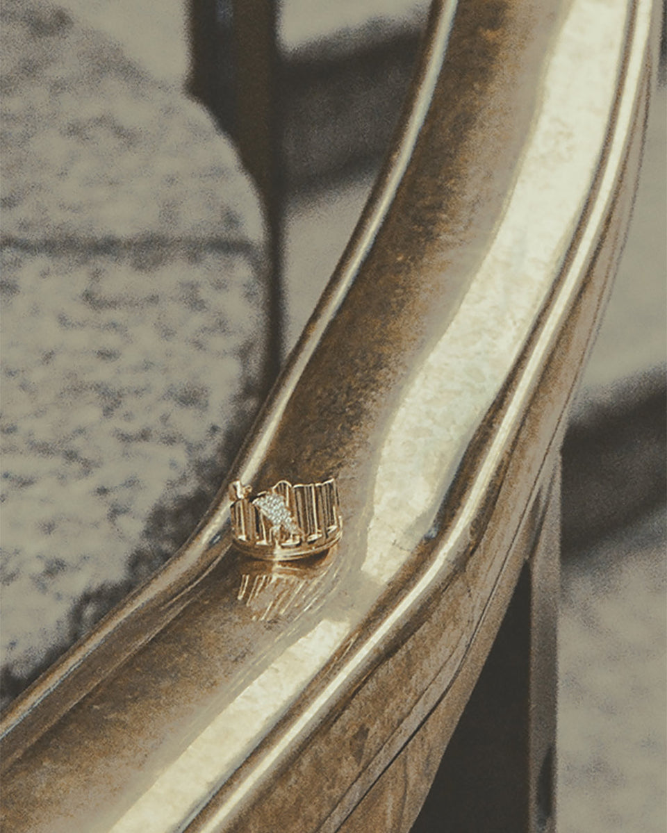 Column - 18 Carat Yellow Gold and 0.136ct Diamond Ring