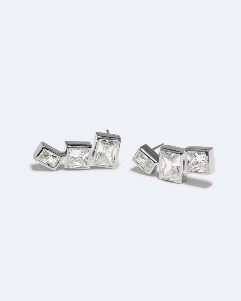 How to Get a Low Score at Tetris - Zirconia and Recycled Silver Earrings