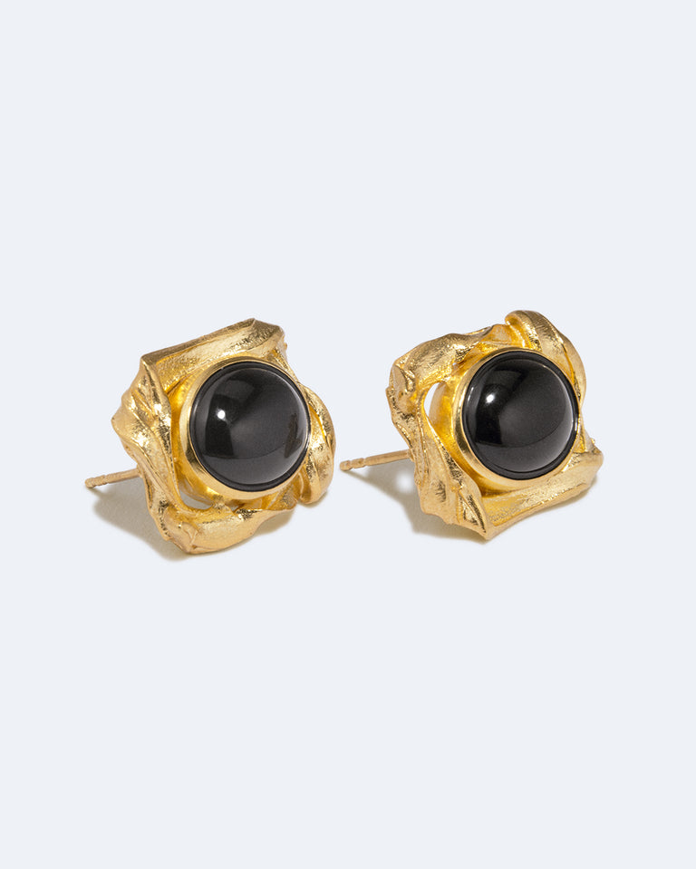 Galileo - Black Resin and Gold Plated Earrings