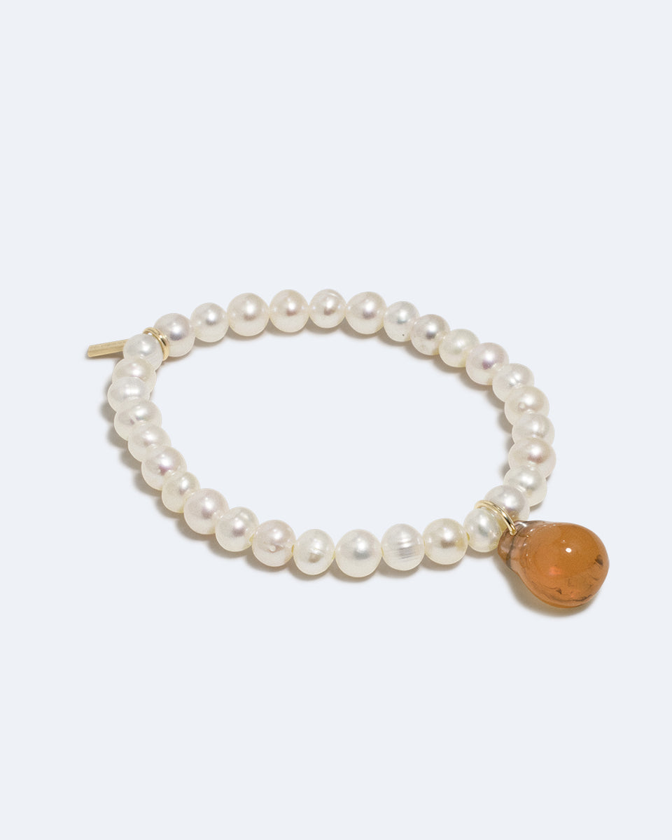 The Last Roast Potato - Pearl and Tortoise Shell Bio Resin Recycled Gold Vermeil Bracelet
