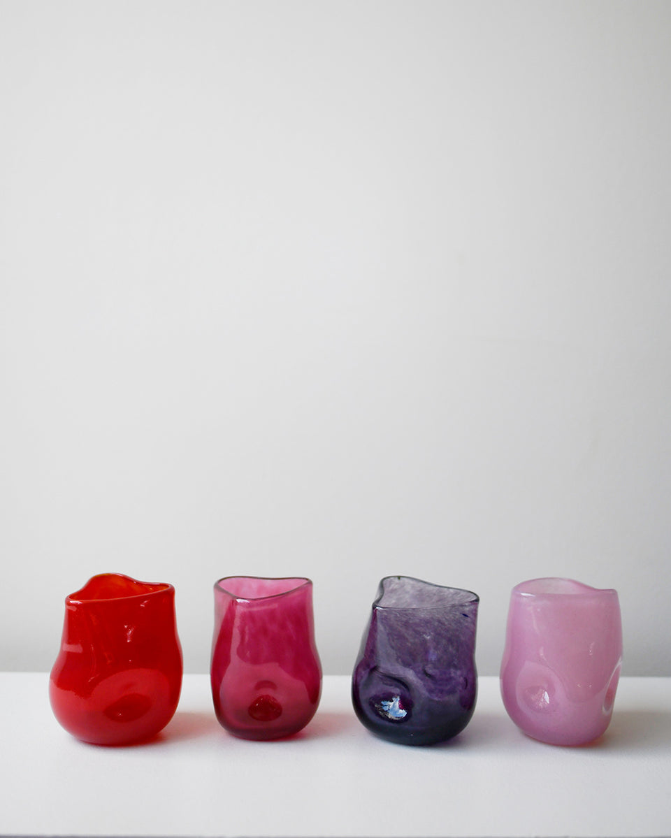 Thaw - Set of 4 Recycled Glass Tumbler in Red Magenta Purple Pink