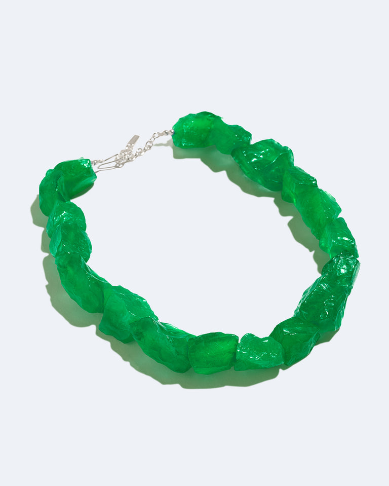The Iceberg's Other Half - Green Resin and Recycled Silver Necklace