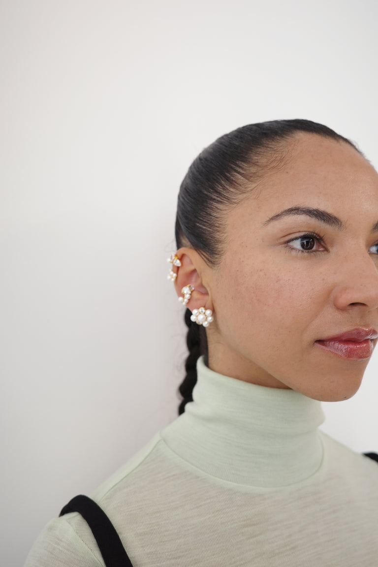 Lightdrops - Pearl and Zirconia Recycled Gold Vermeil Stud Earrings