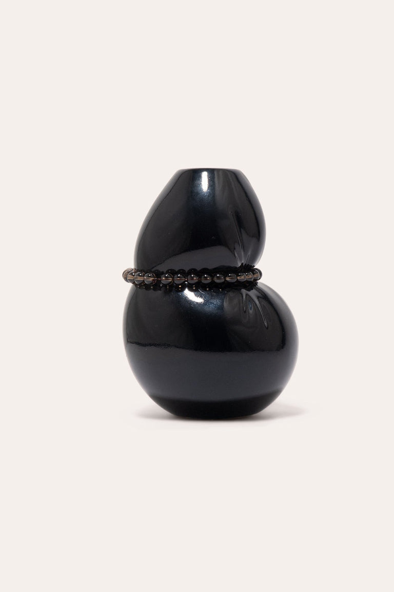 Squeezed - Small Vase in Gloss Black w/ Black Onyx