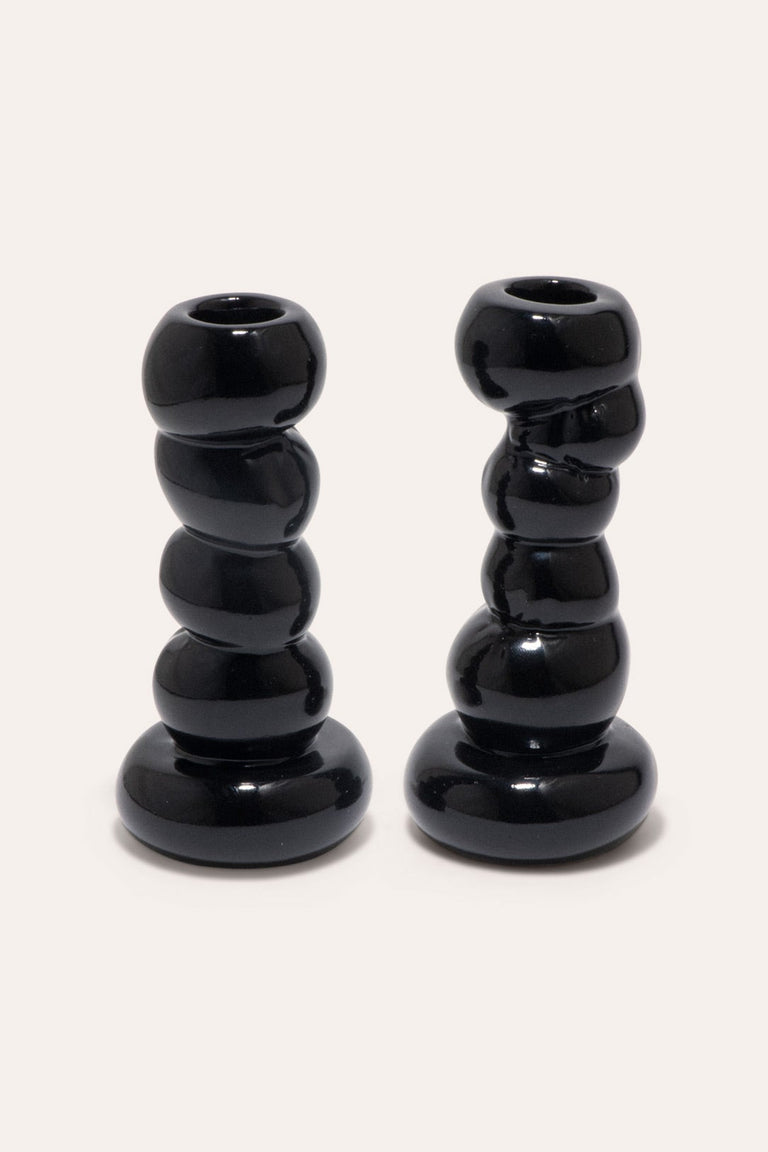 Misfits - Set of 2 Candlesticks in Gloss Black