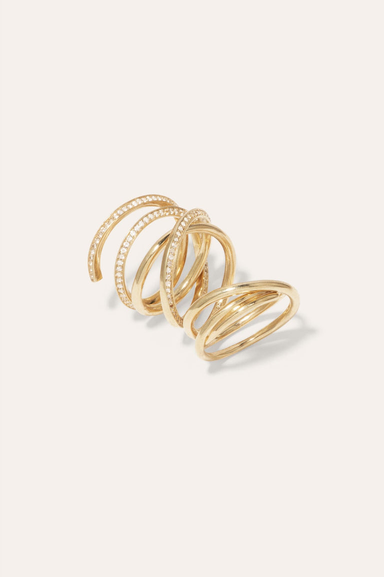 Running Against the Tide - White Topaz and Gold Vermeil Ring