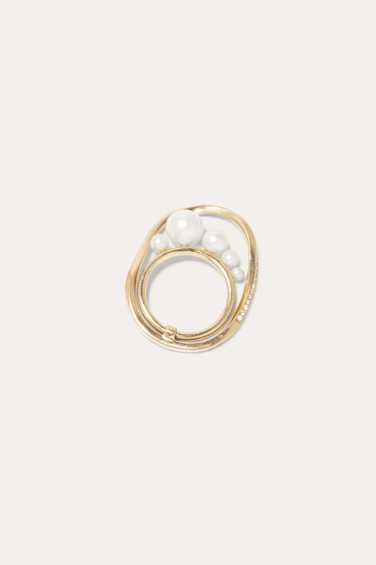Work Won't Love You Back - Pearl and White Topaz Gold Vermeil Ring