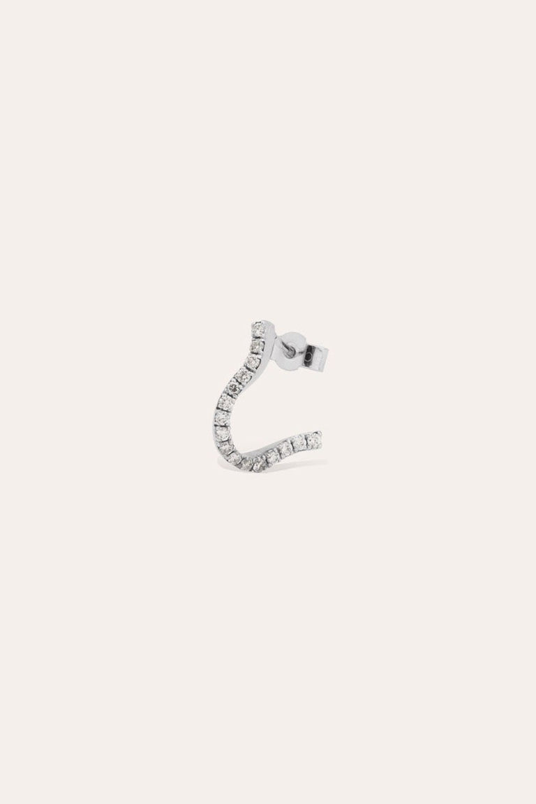 The Crush of Water - 18 Carat White Gold and Diamond Single Earring