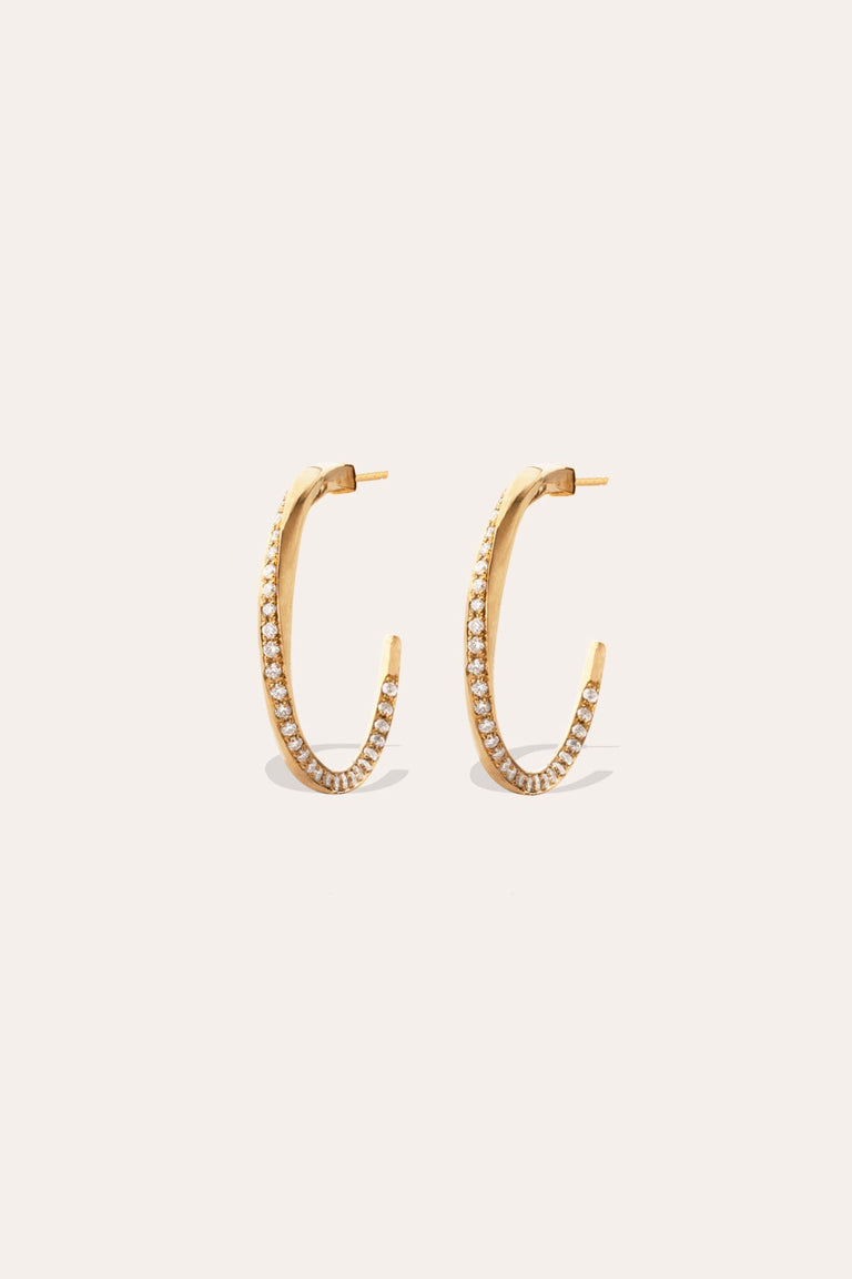 The Phases of the Moon - 18 Carat Yellow Gold and Diamond Hoop Earrings