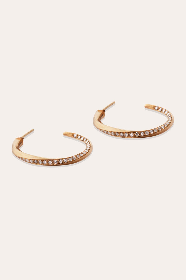 The Phases of the Moon - 18 Carat Yellow Gold and Diamond Hoop Earrings
