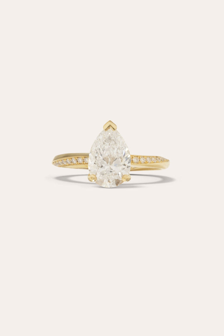 The Phases of the Moon Solitaire - 18 Carat Yellow Gold Pear Diamond Solitaire Engagement Ring