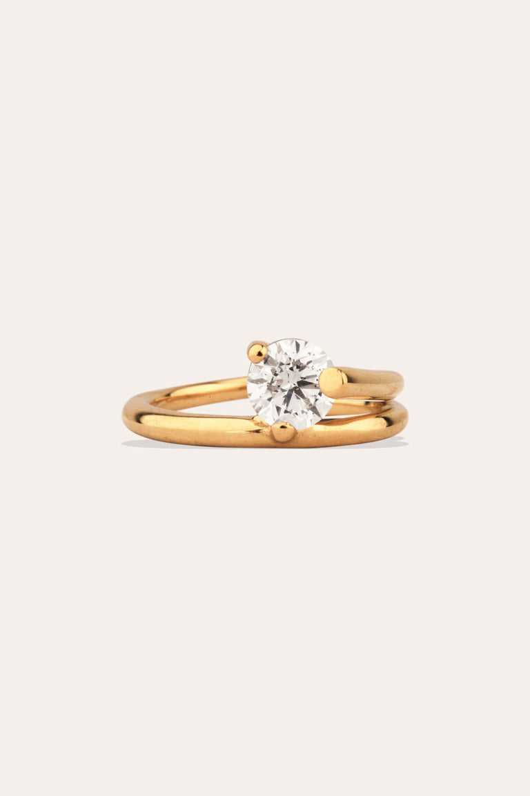 The Subverted Flower - 18 Carat White Gold Round Diamond Solitaire Engagement Ring