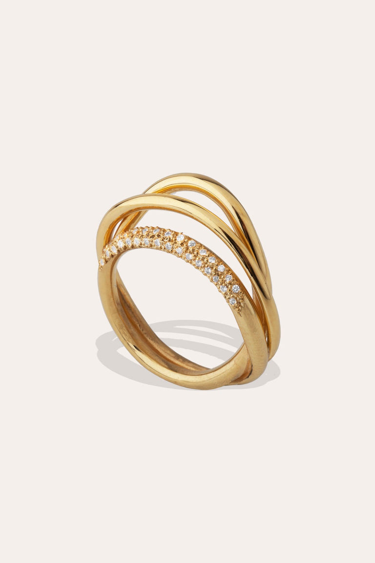 Surrounded Islands - 18ct Yellow Gold and Diamond Ring