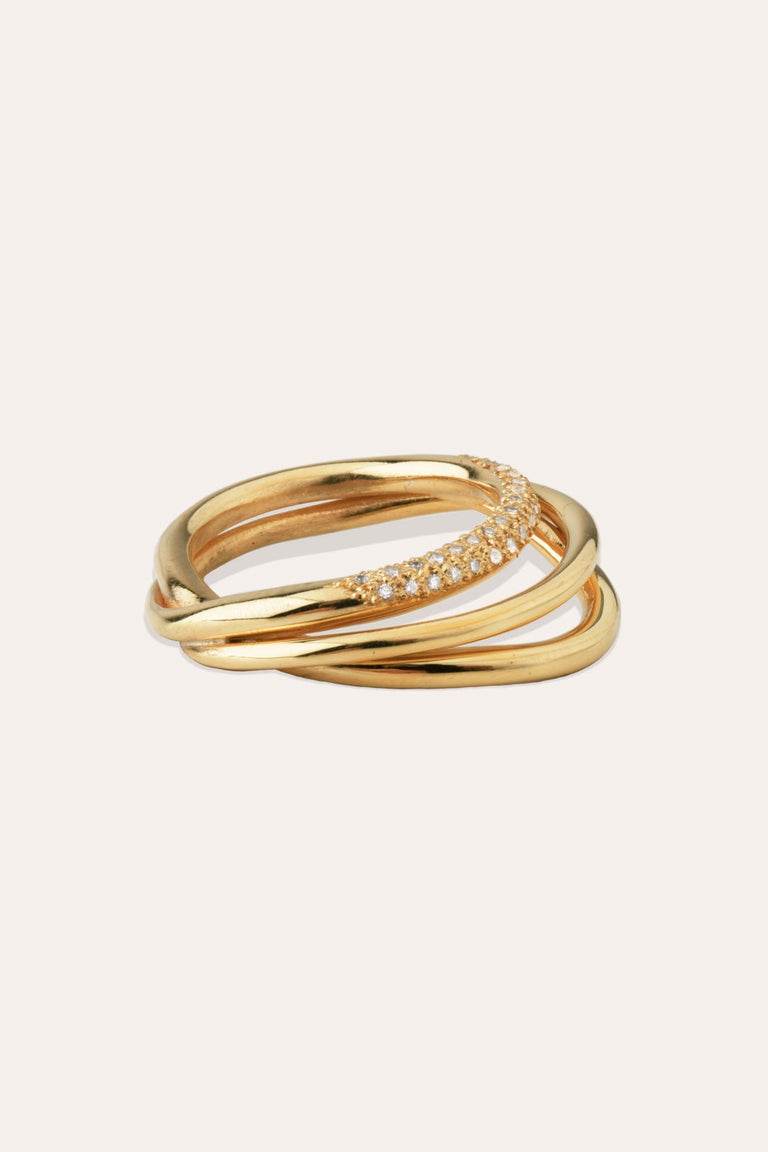 Surrounded Islands - 18ct Yellow Gold and Diamond Ring